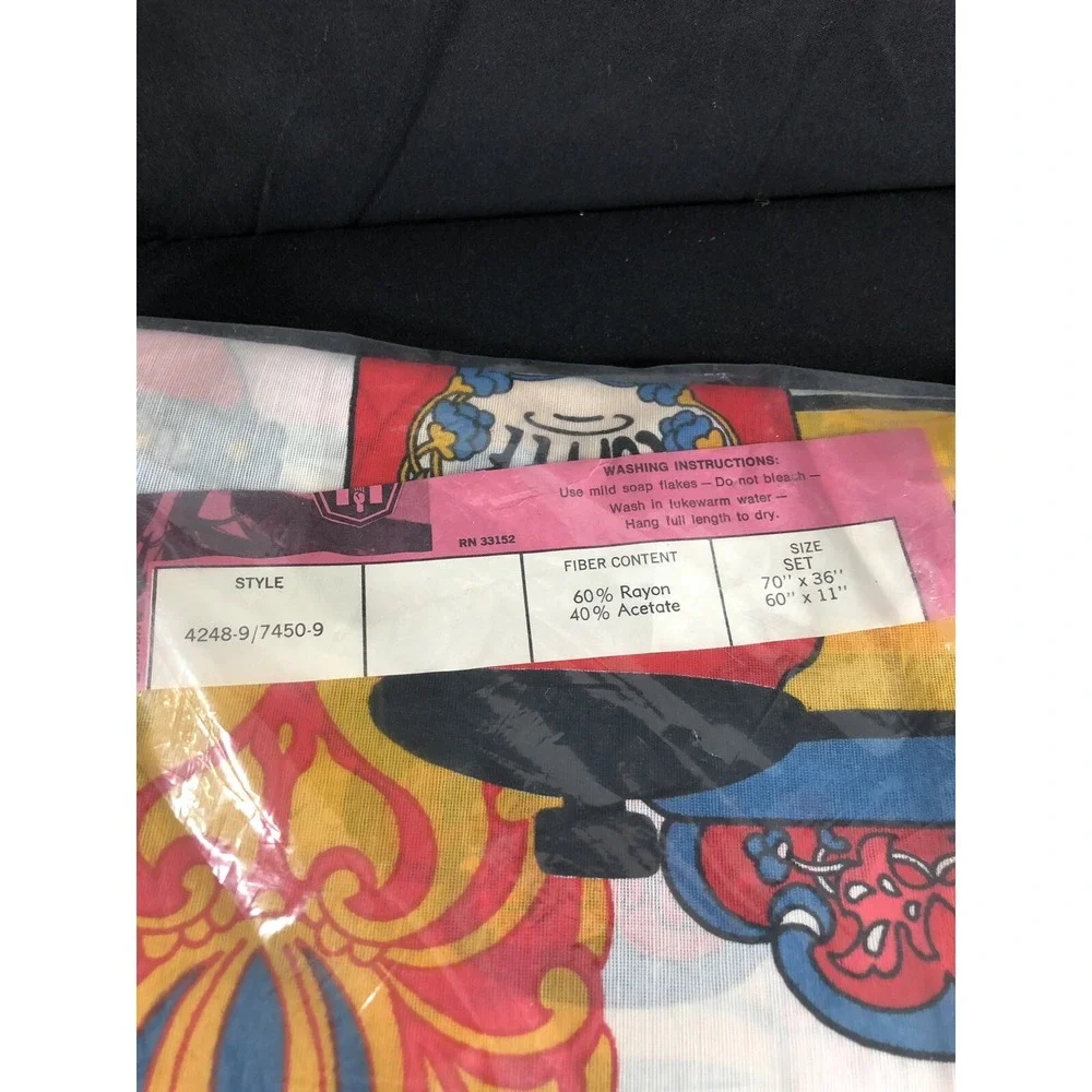 Vtg Fabric Retro Kitchen Curtain Valance Panel Kettle Grapes Red Yellow Blue New